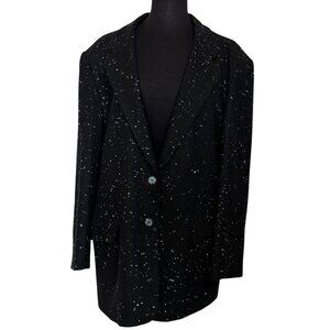 Women's VINTAGE Avon Fashions Black Speckled Blazer Jacket Wool Blend Size 17/18